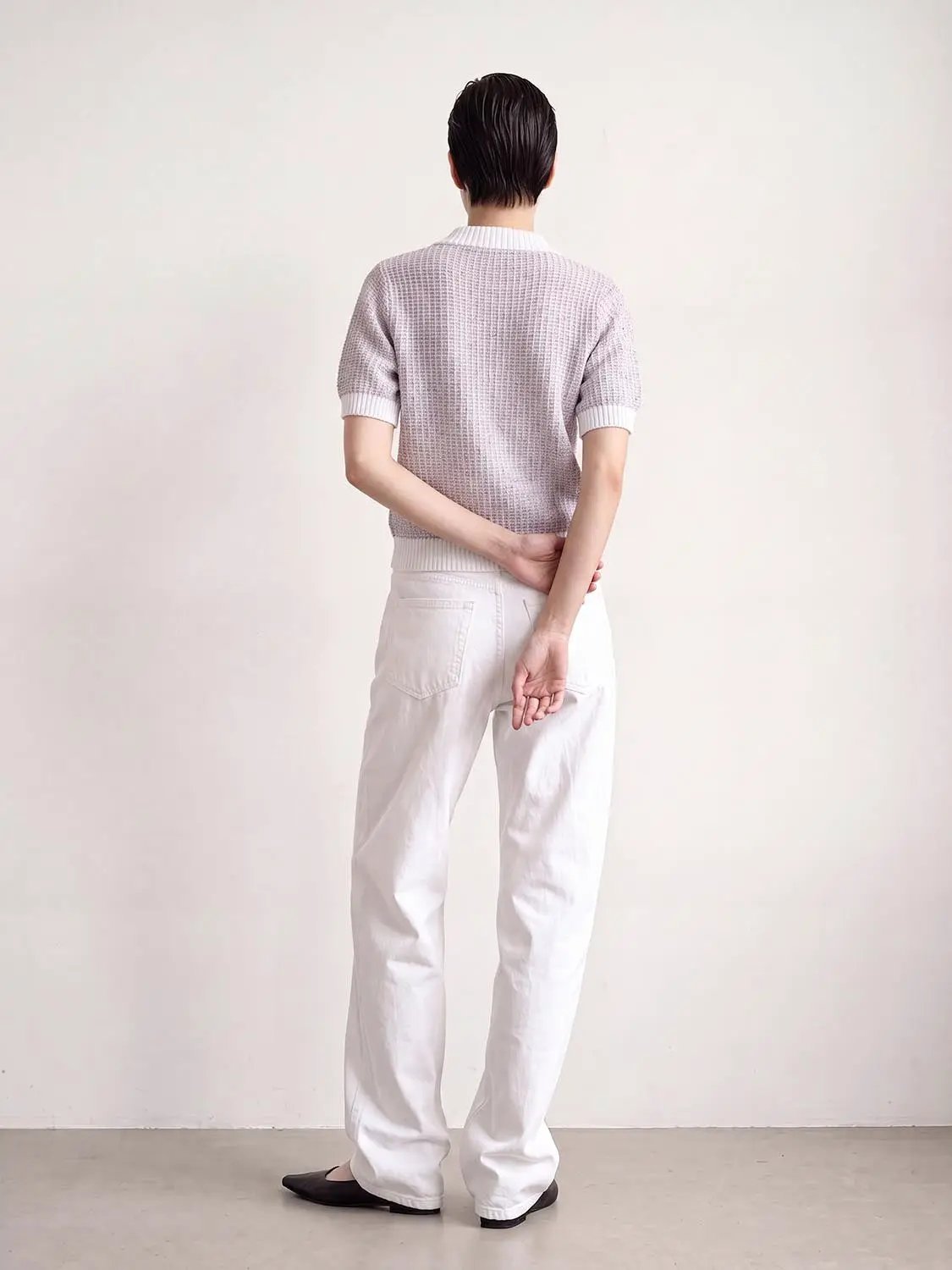 Textured Weave With Contrast Trim Cardigan; lavender knit with white rib trim by Urban Revivo Fashion