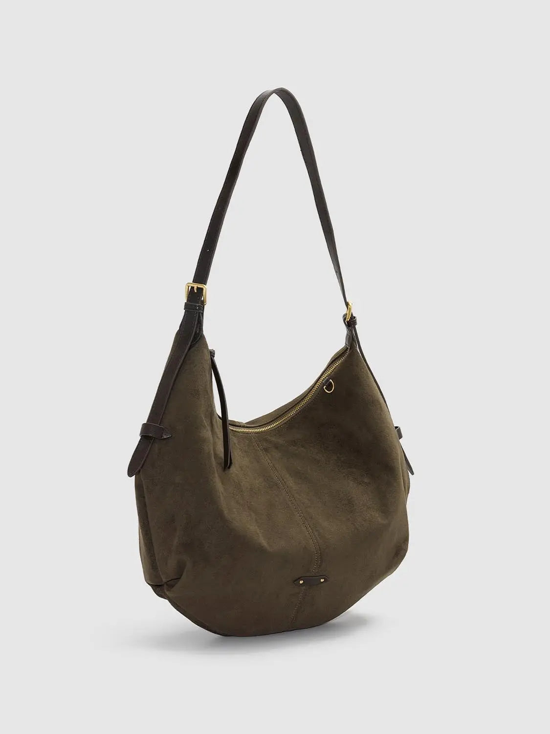 Shoulder & Crossbody Bag Urban Revivo Fashion in olive suede with black adjustable strap and gold hardware