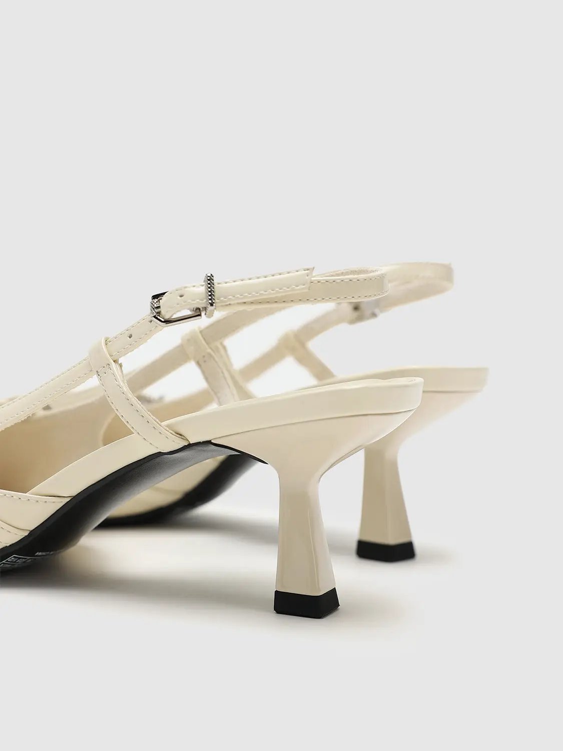 Faux Leather Point Toe Heeled Slingbacks by Urban Revivo Fashion