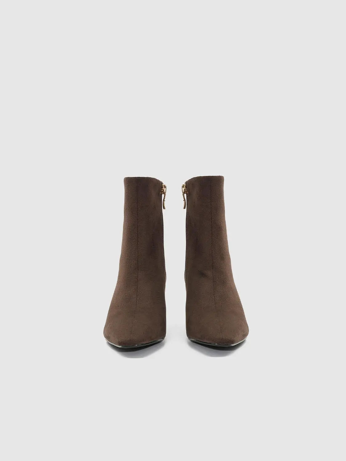 Boots brown suede ankle boots with gold zipper accents by Urban Revivo Fashion