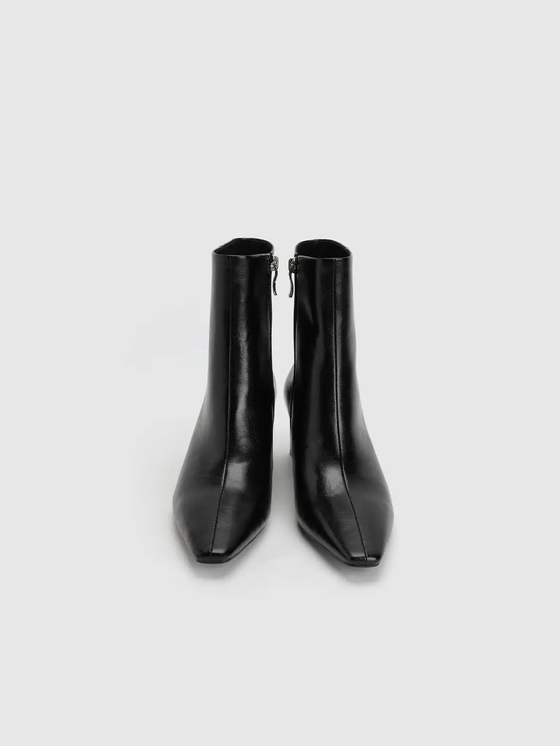 Boots black leather ankle boots with silver side zippers