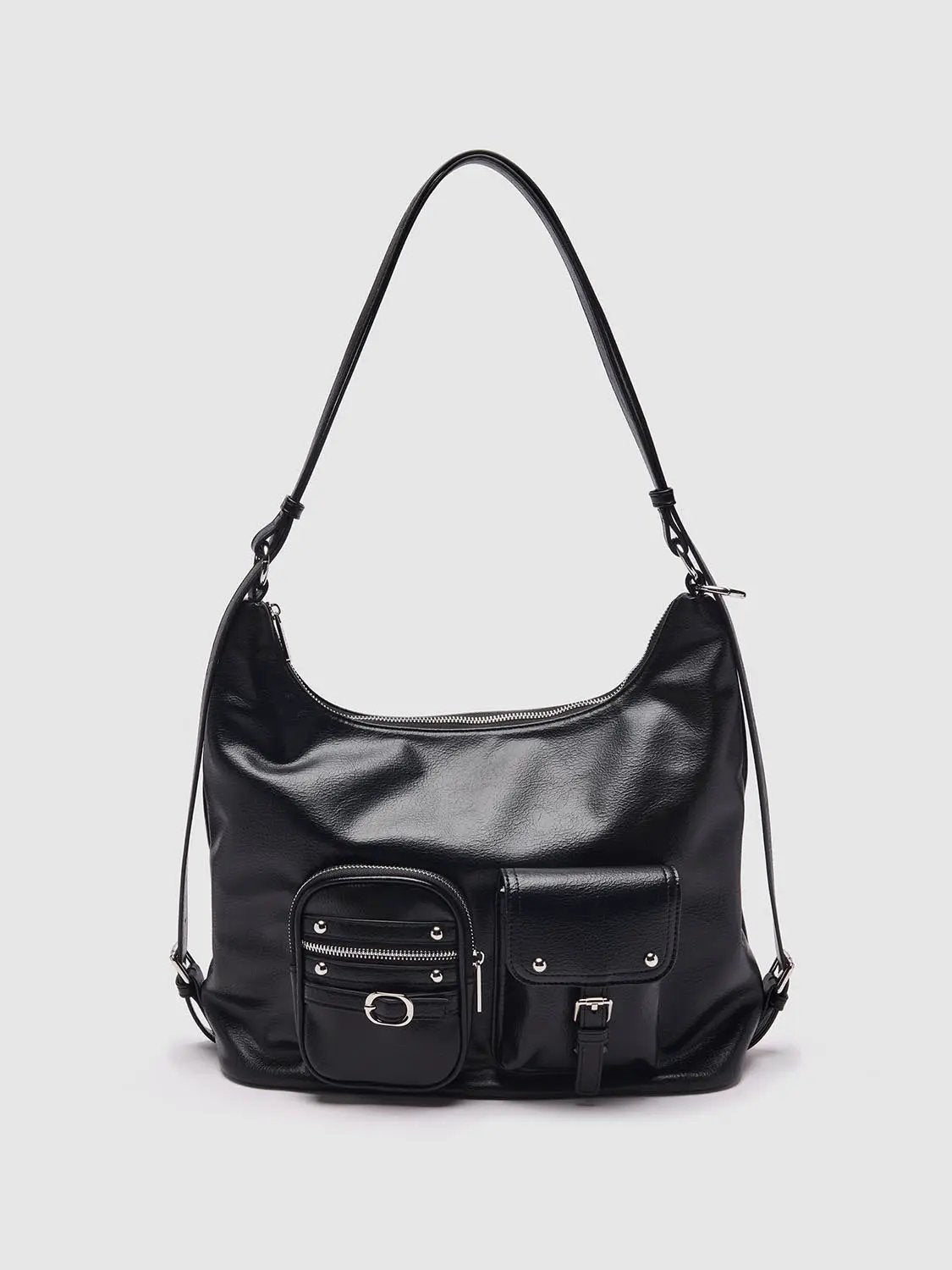 Faux Leather Multi-Pocket Shoulder Bags by Urban Revivo Fashion