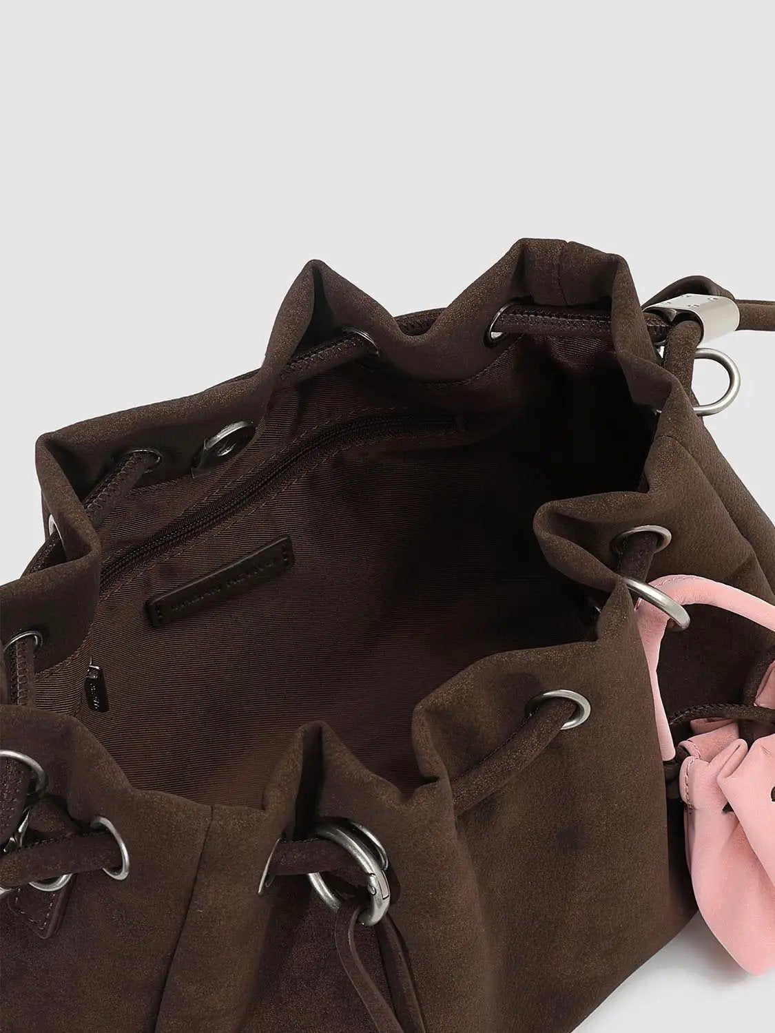 Shoulder & Crossbody Bag by Urban Revivo Fashion in brown suede with pink accent