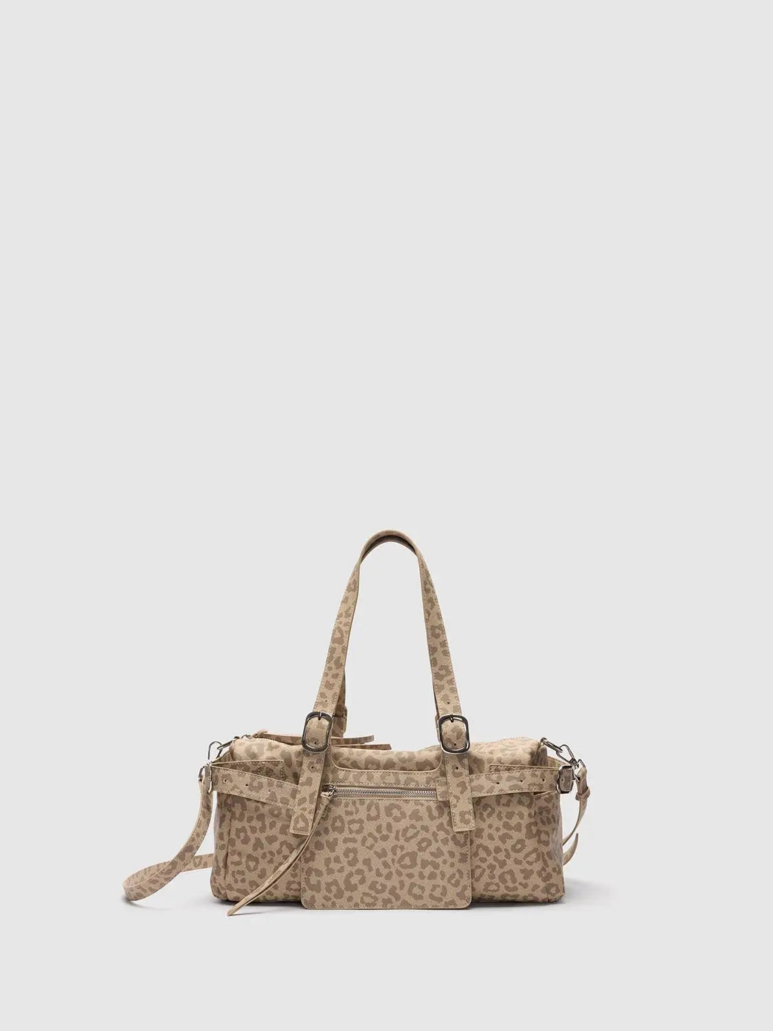 Shoulder and crossbody bag in beige leopard print by Urban Revivo Fashion with dual top handles and detachable strap