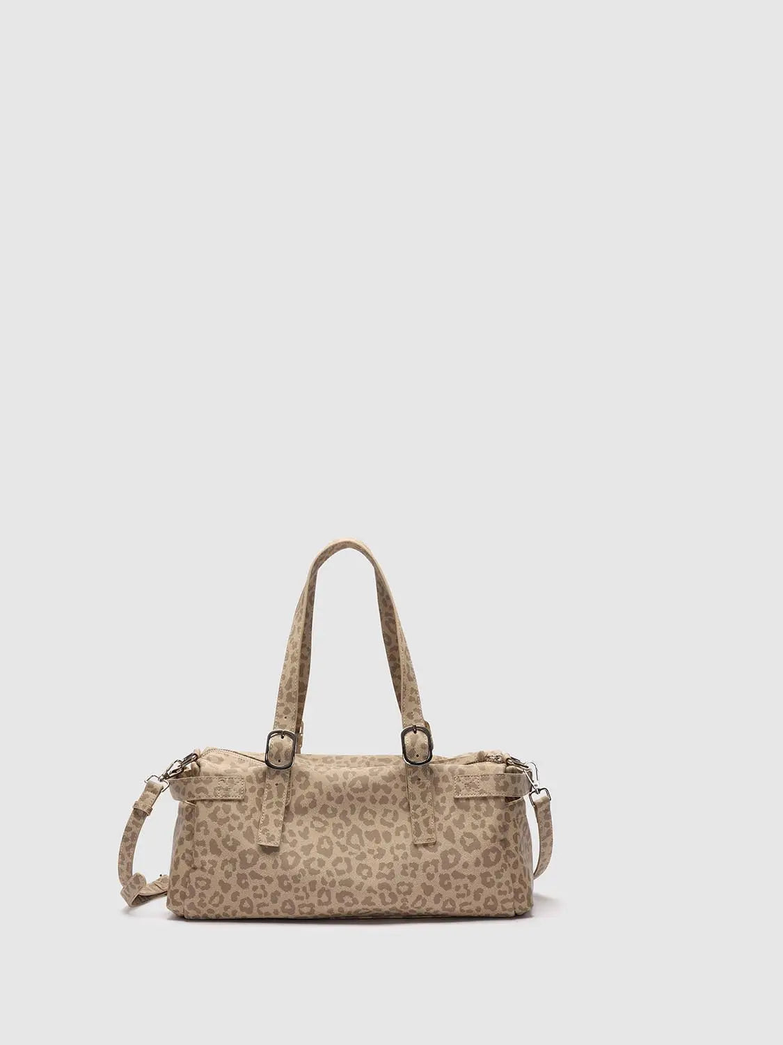 Shoulder & crossbody bag in beige leopard print with dual top handles