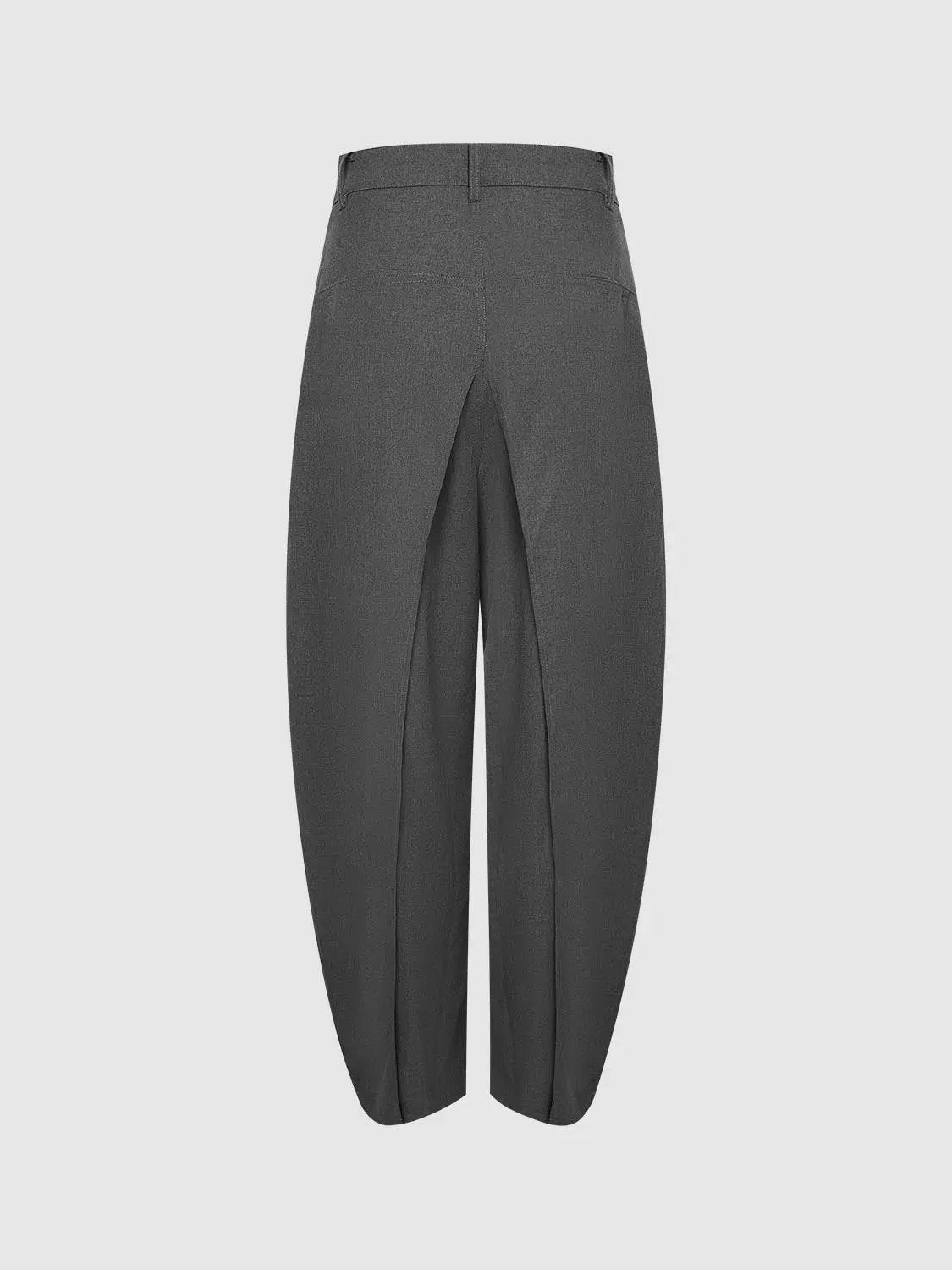 Split Front Draped High Waist Wide-Leg Pants, charcoal gray, Urban Revivo Fashion
