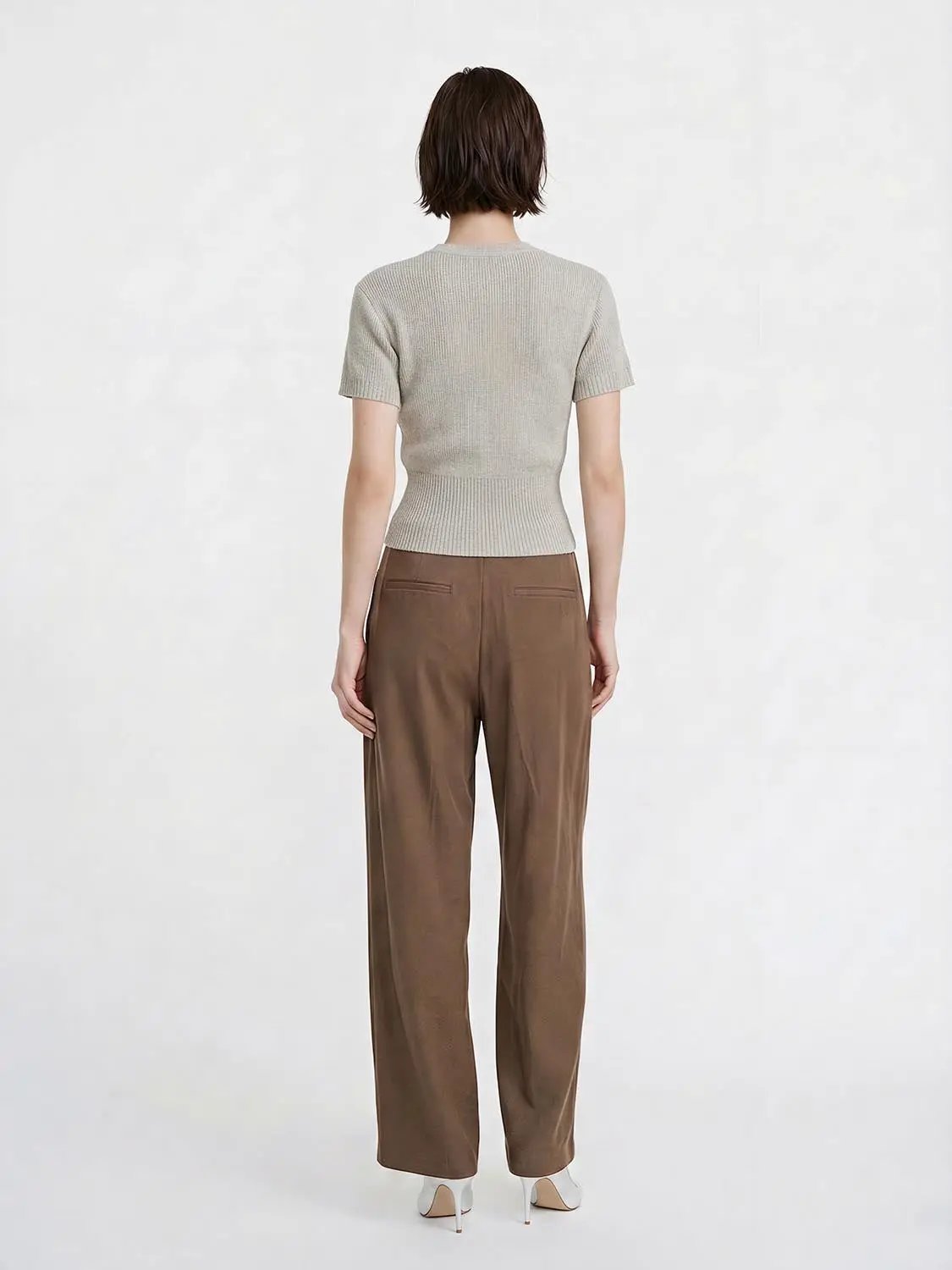 Short Sleeve Knitted Cardigan by Urban Revivo Fashion in light gray knit
