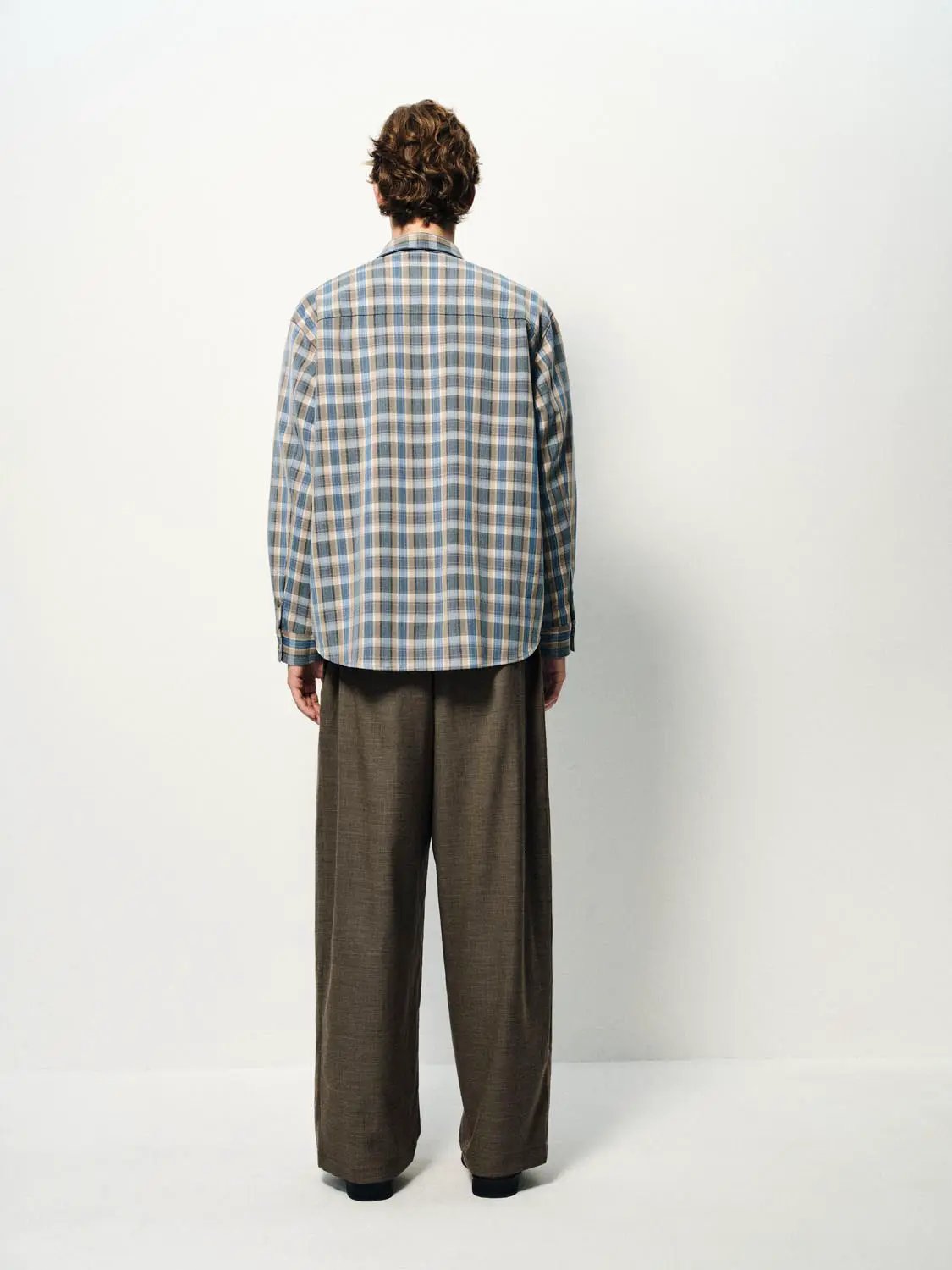 Cardigan in blue and tan plaid, long-sleeve, Urban Revivo Fashion