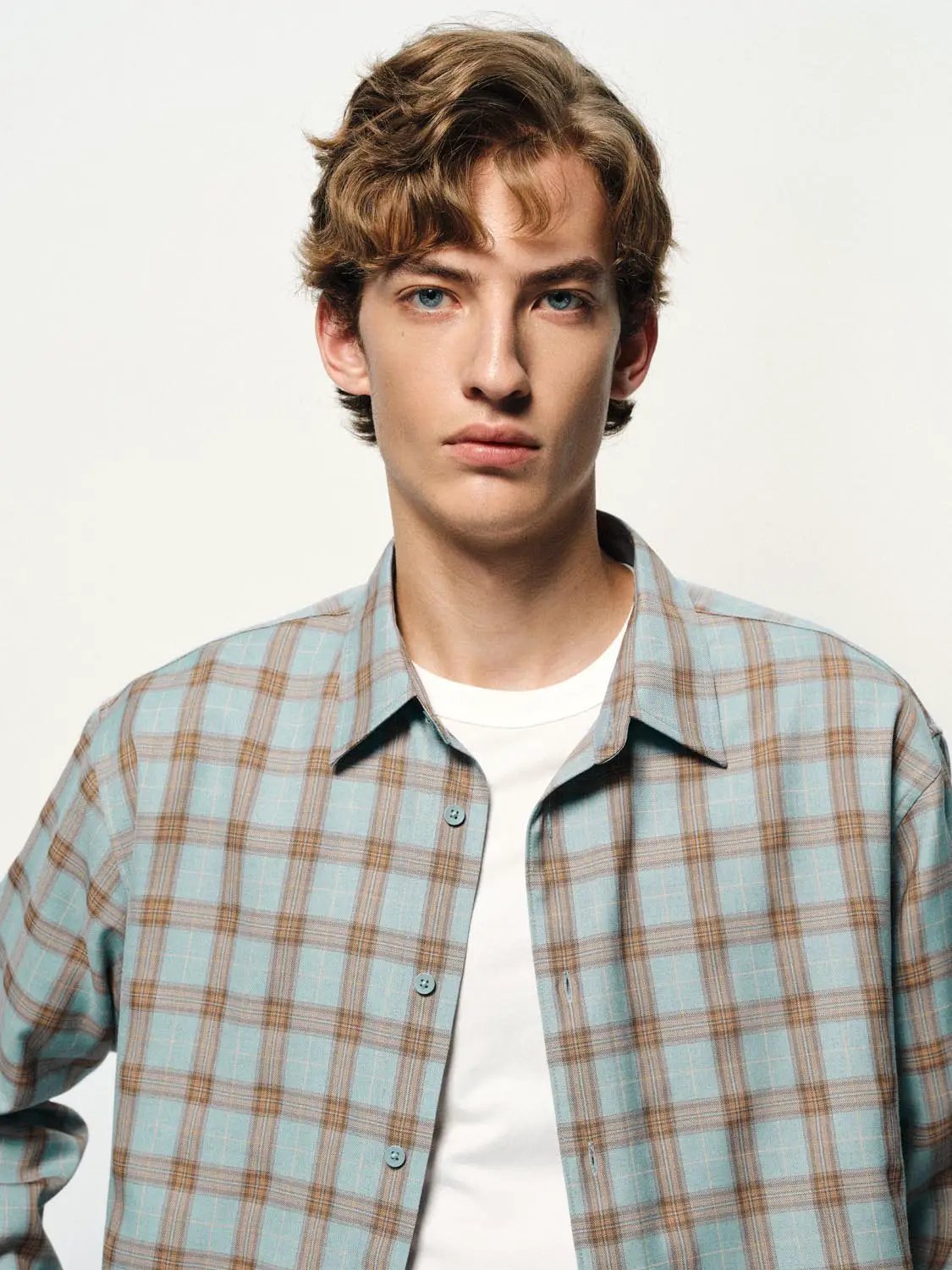 Open-Front Shirts by Urban Revivo Fashion in blue plaid, worn over a white tee