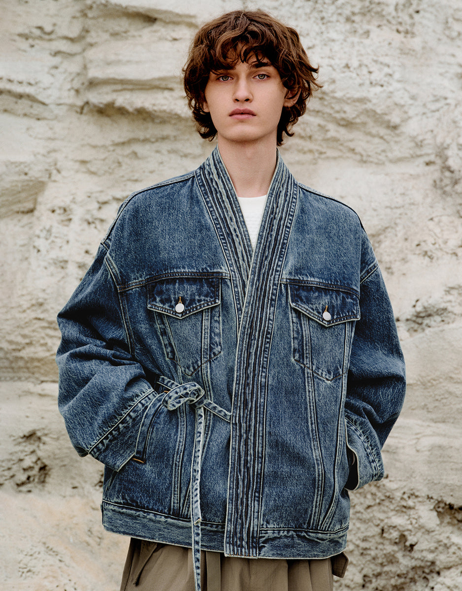 Kimono Lapel Denim Jacket – URBAN REVIVO