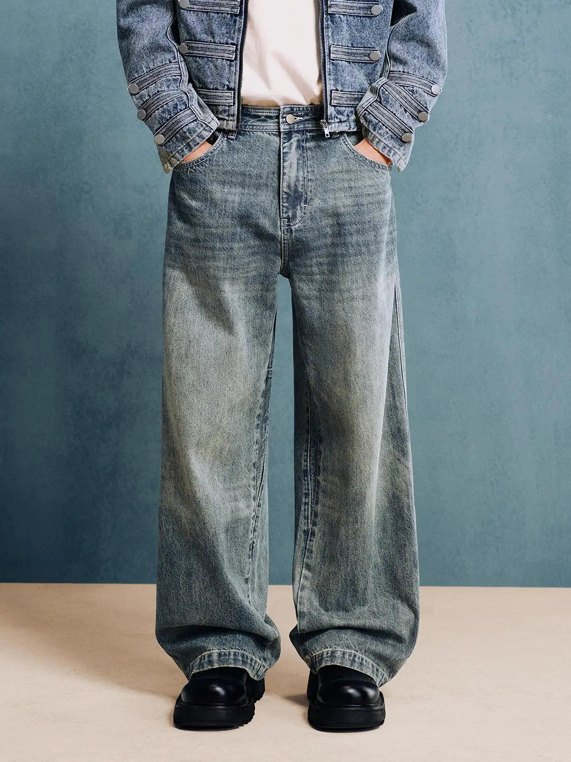 Jeans by Urban Revivo Fashion, light-washed blue denim with wide-leg relaxed fit.