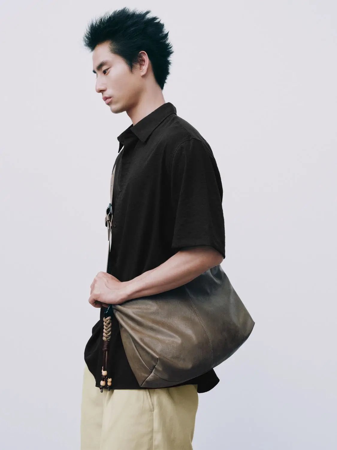 Open-Front Shirt, black short-sleeve top for casual everyday wear