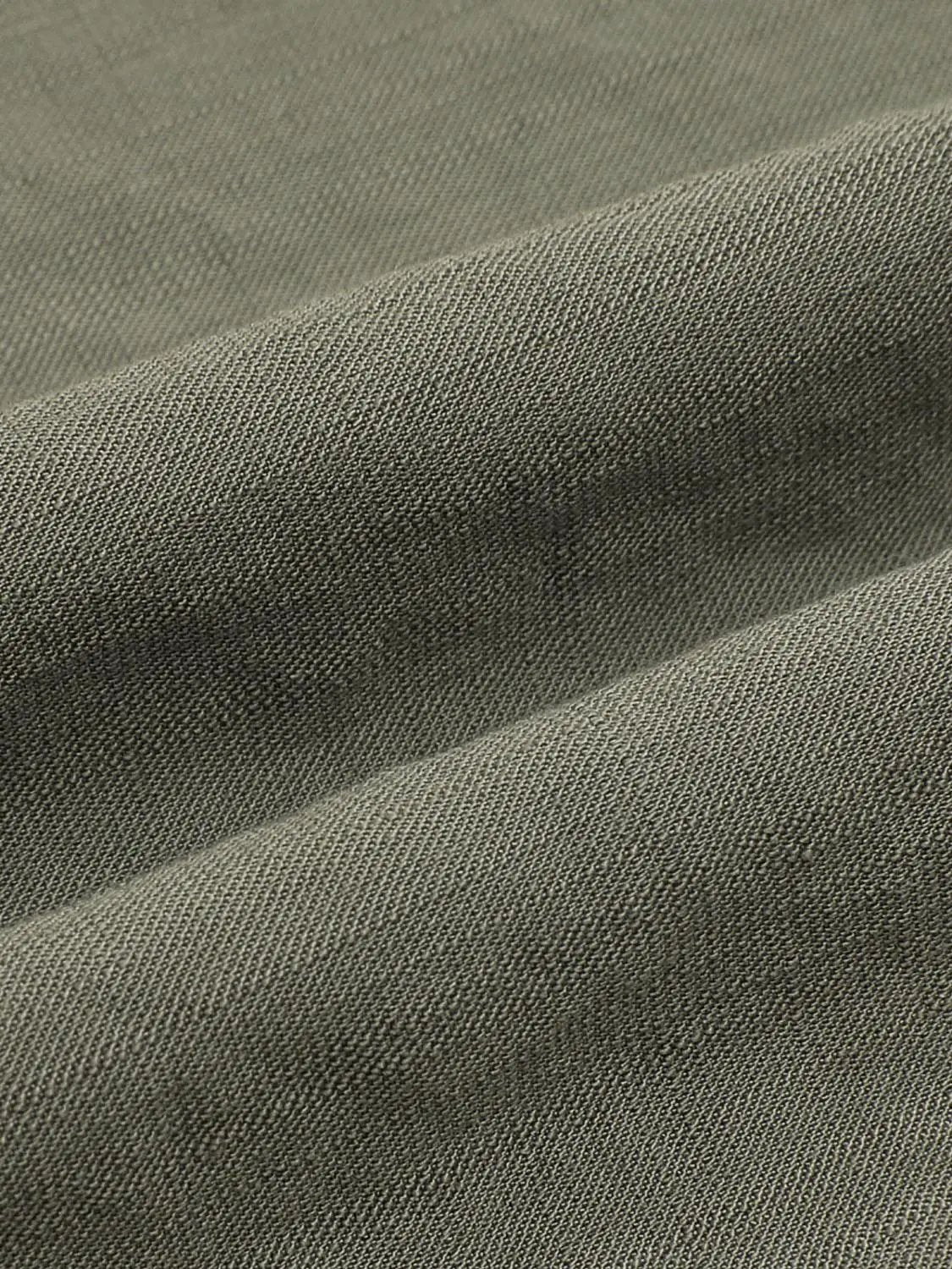 Open-Front Shirt olive khaki cotton twill fabric close-up