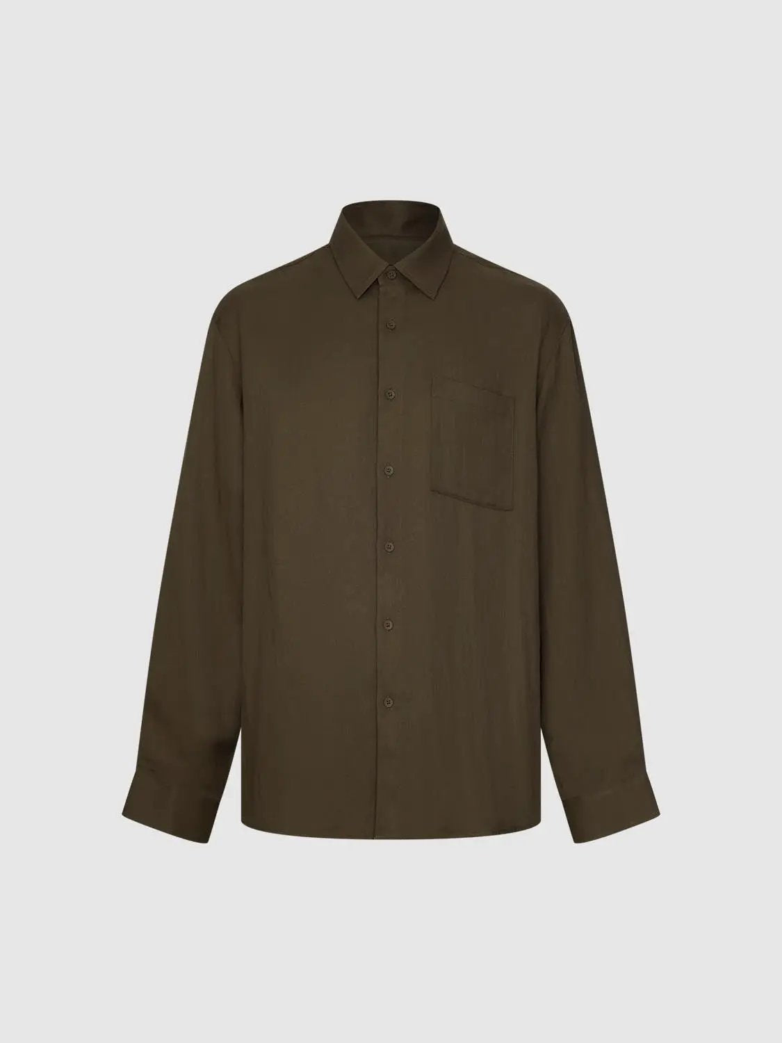 Cardigan shirt, olive-brown, long-sleeve button-down with chest pocket, Urban Revivo Fashion