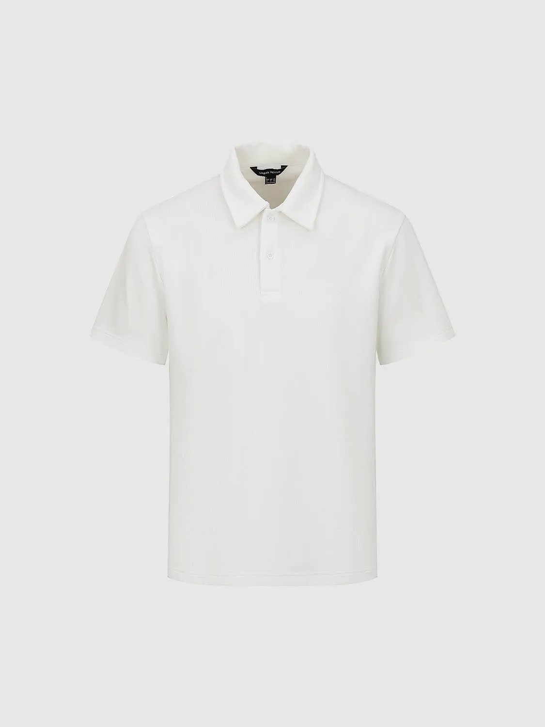Textured Brushed Polo Cotton Blend Shirt in white by Urban Revivo.