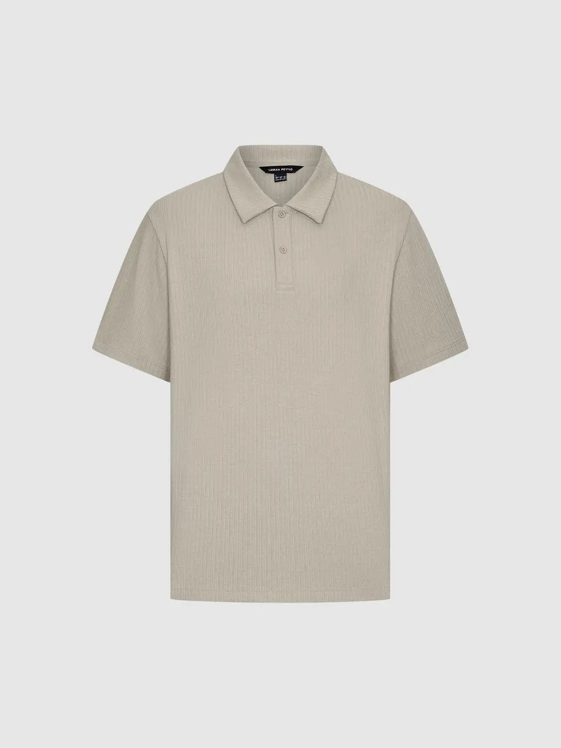 Beige textured polo shirt, short sleeve, Urban Revivo Fashion