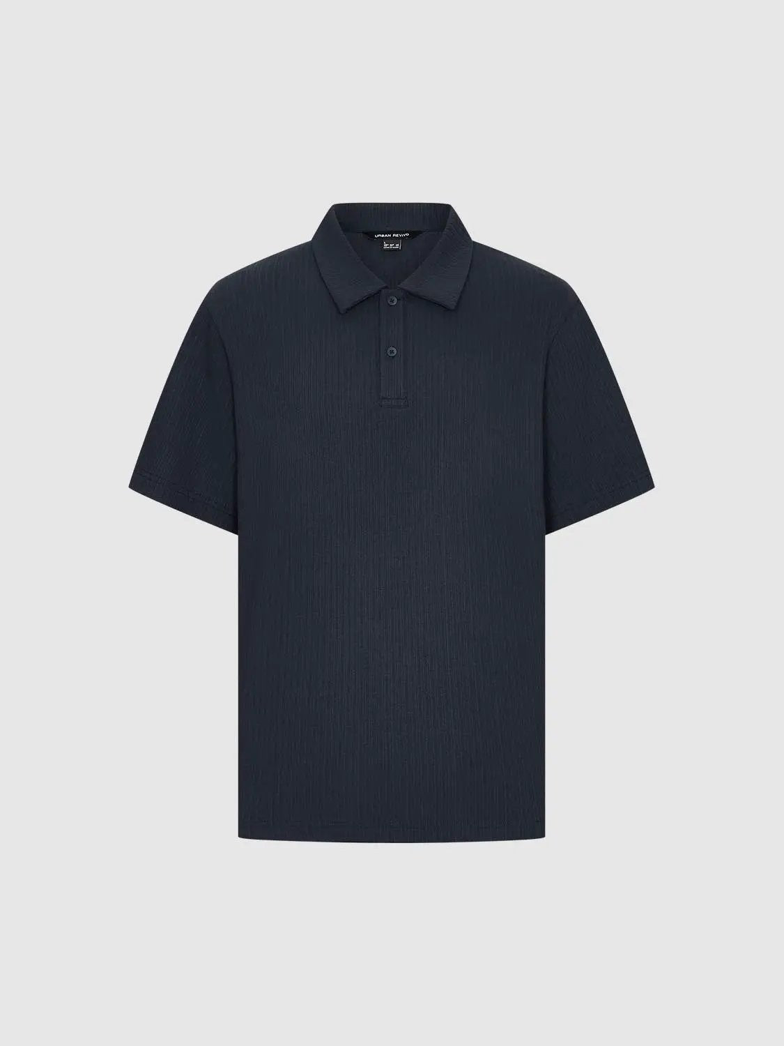 Polo shirt in navy, short-sleeve ribbed fabric, Urban Revivo Fashion.