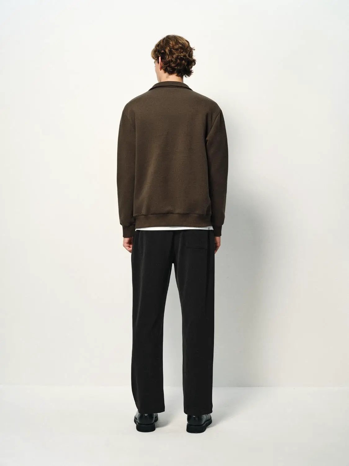 Sweatshirt by Urban Revivo Fashion in brown, long-sleeve, back view on model.