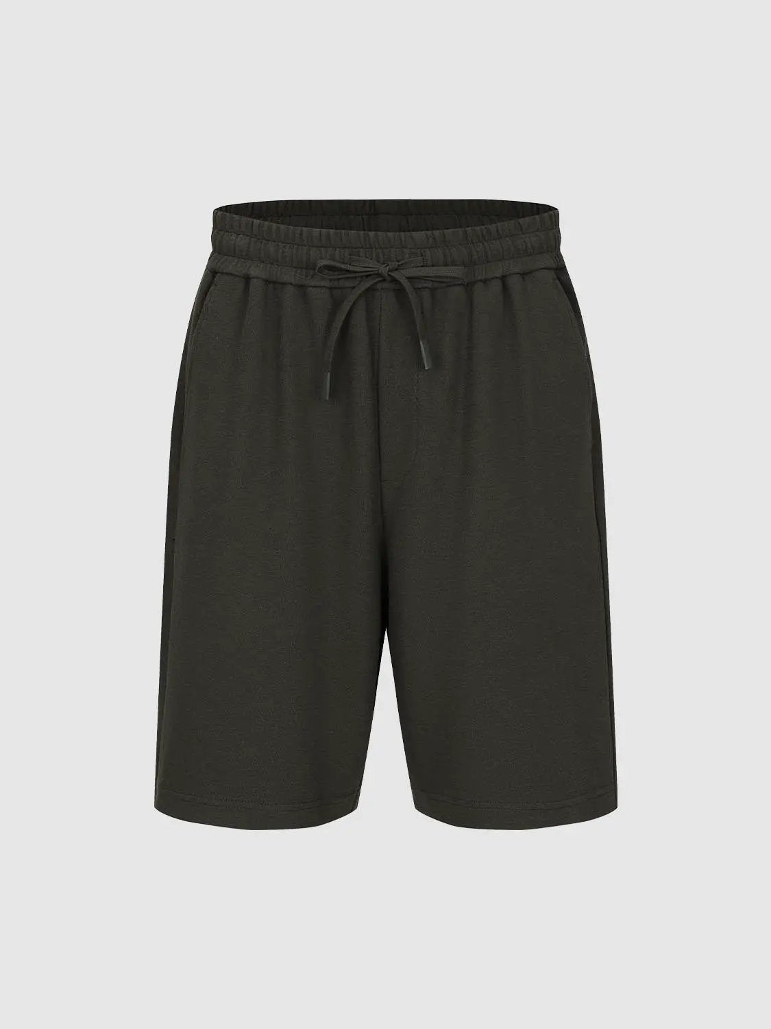 Men's black cotton-blend shorts with elastic drawstring waist