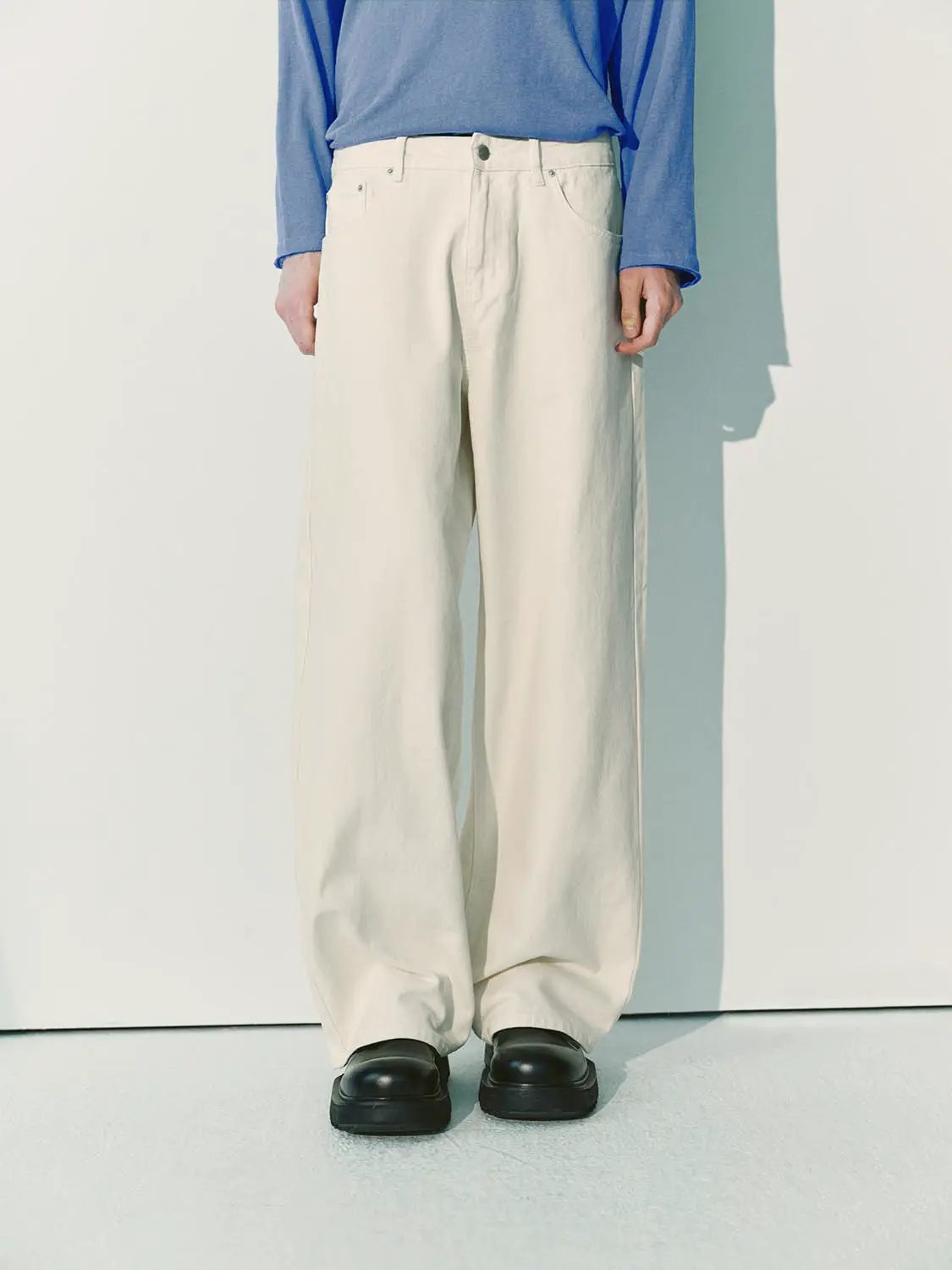 Casual Jeans by Urban Revivo Fashion in cream wide-leg fit