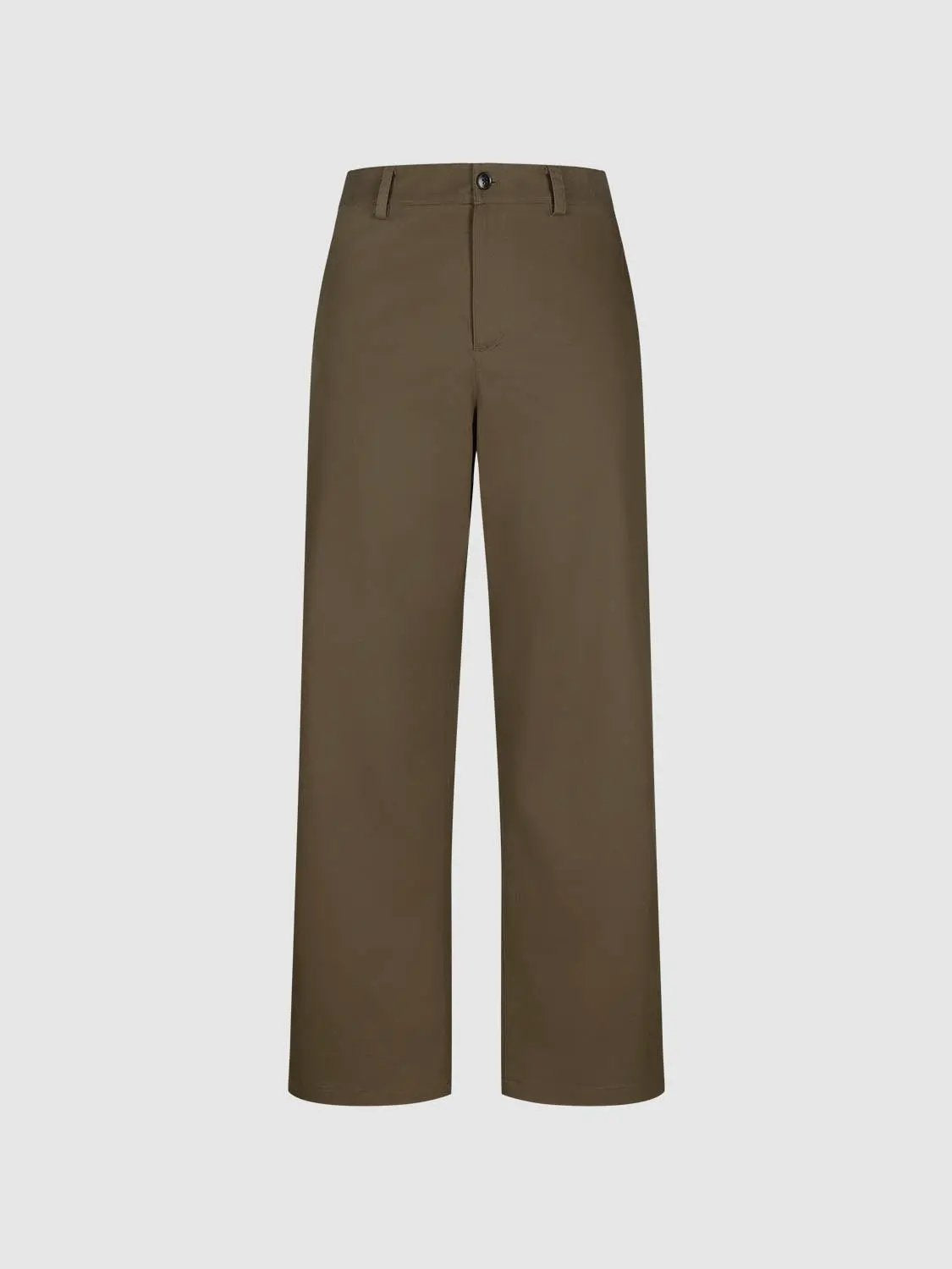 Urban Revivo Straight-Leg Pants in olive-brown with belt loops