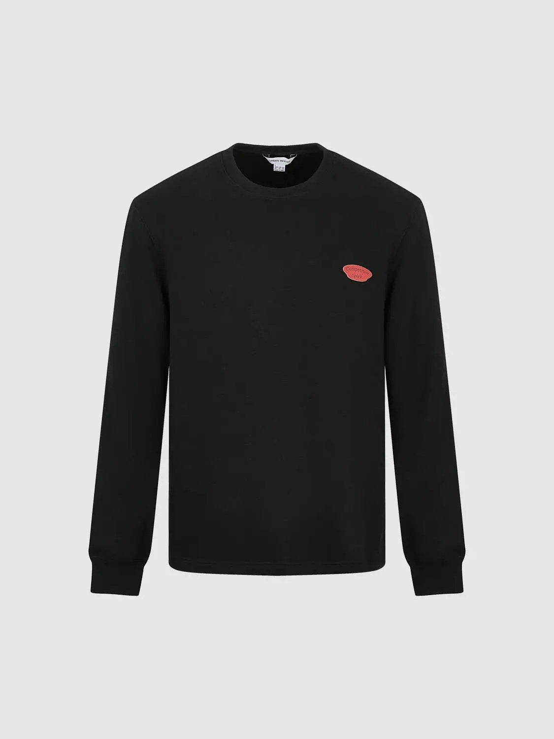 Sweatshirt, black Urban Revivo with small red oval logo on left chest