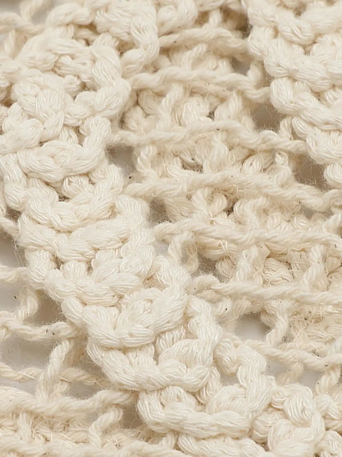 Textured openwork crochet knit cotton T-shirt in cream by Urban Revivo Fashion