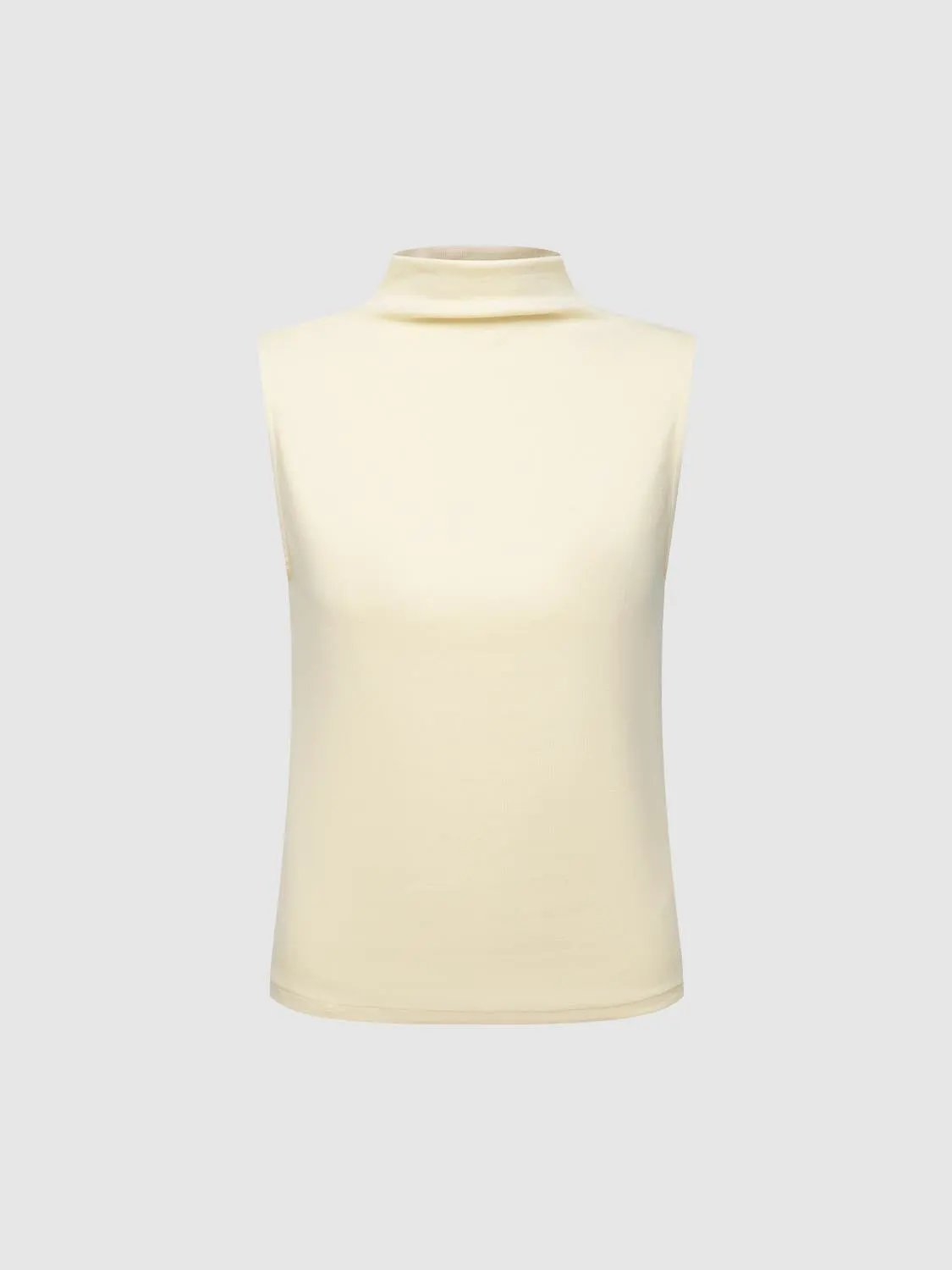 Urban Revivo Fashion cream sleeveless mock-neck tank top