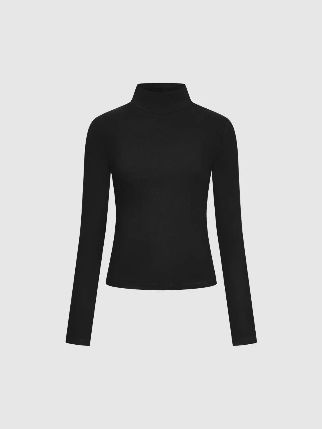 T-Shirt Urban Revivo Fashion black long-sleeve turtleneck