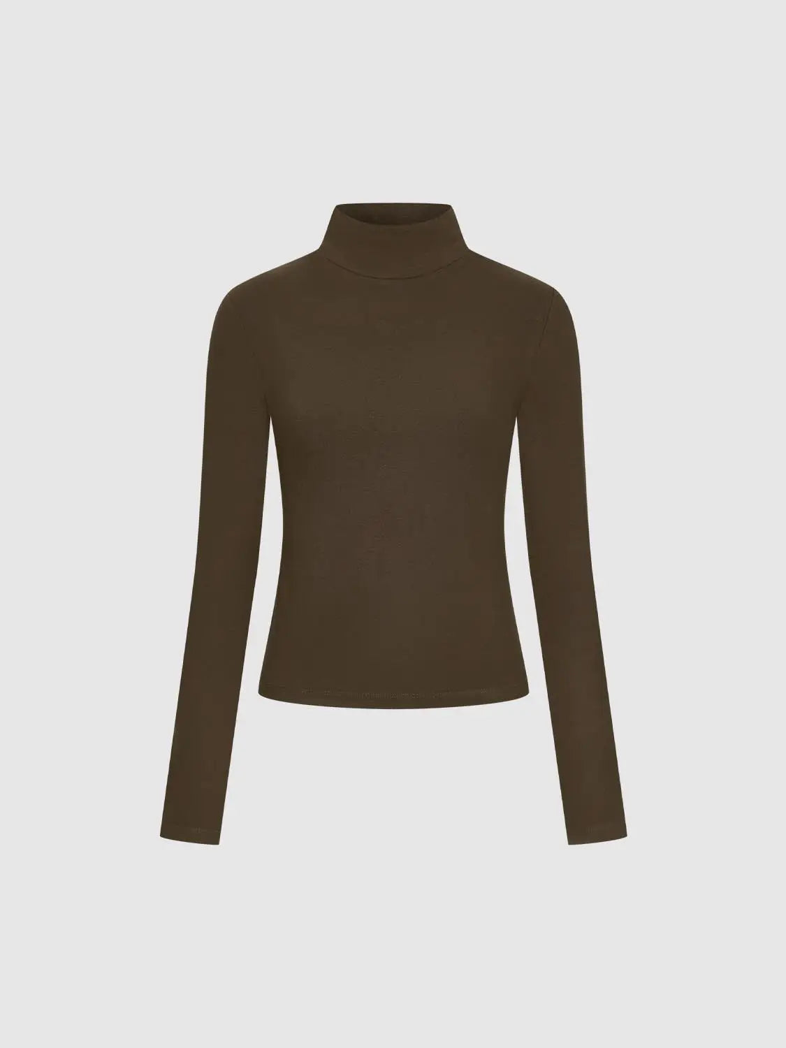 T-Shirt brown long-sleeve top with slim fit silhouette