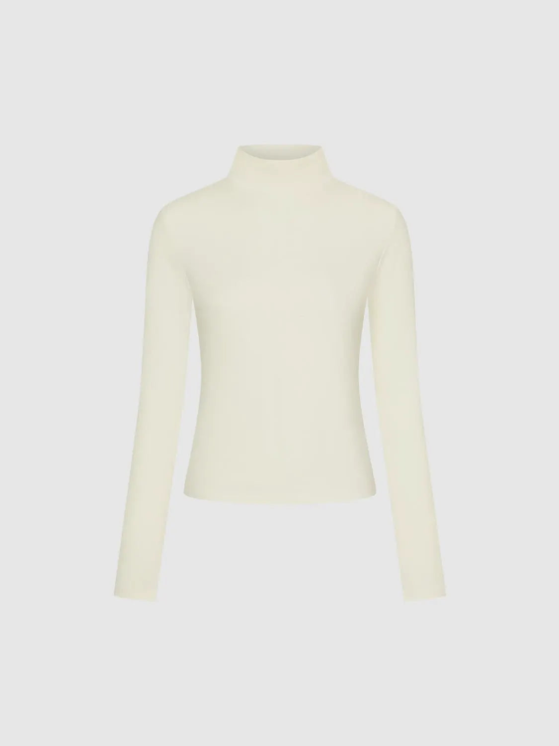 T-shirt cream mock-neck long-sleeve top with a clean minimalist fit