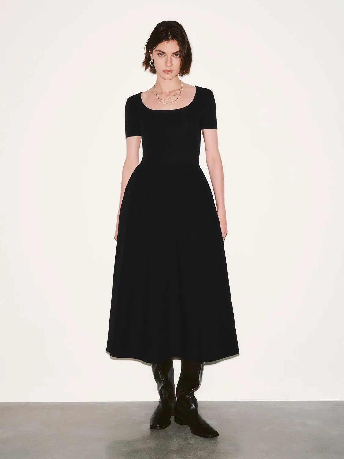 Square Neck A-Line Midi Dresses by Urban Revivo Fashion