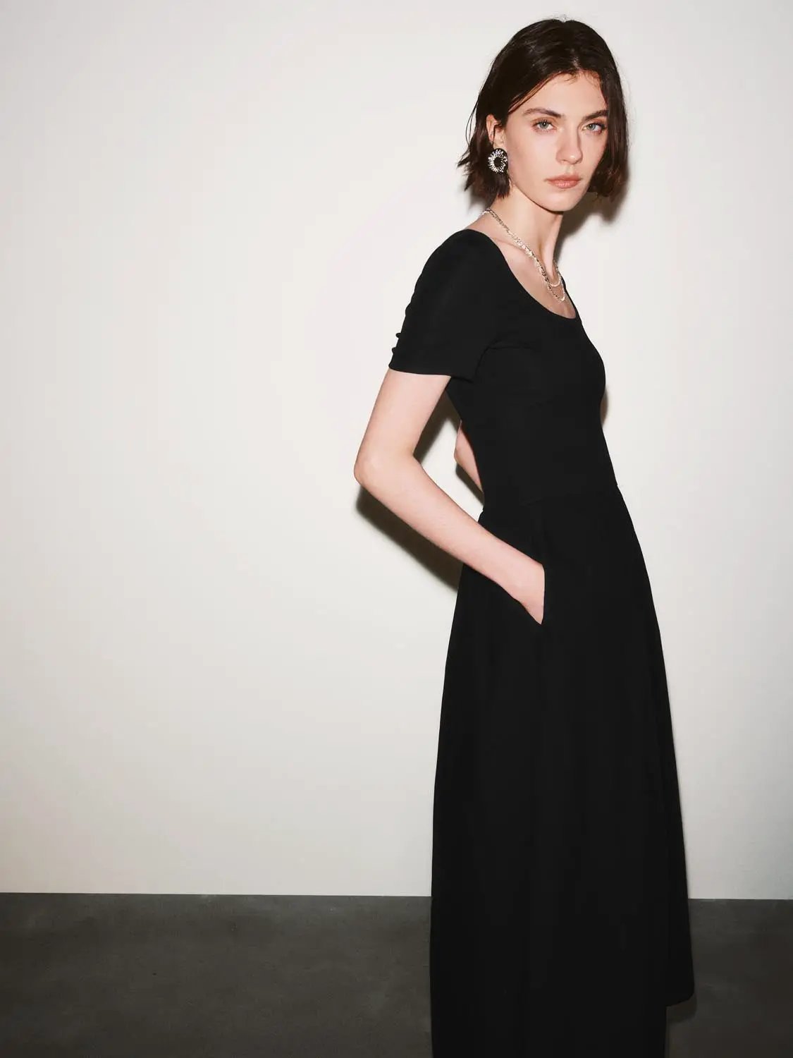 Square Neck A-Line Midi Dresses by Urban Revivo Fashion