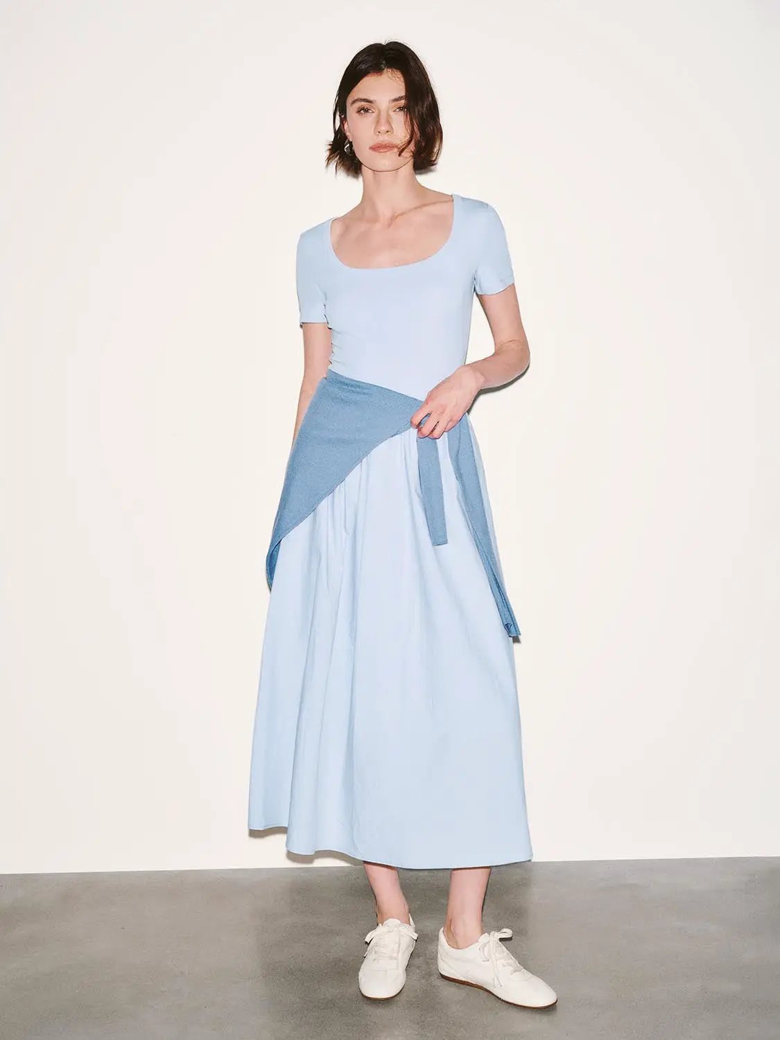 Square Neck A-Line Midi Dresses by Urban Revivo Fashion
