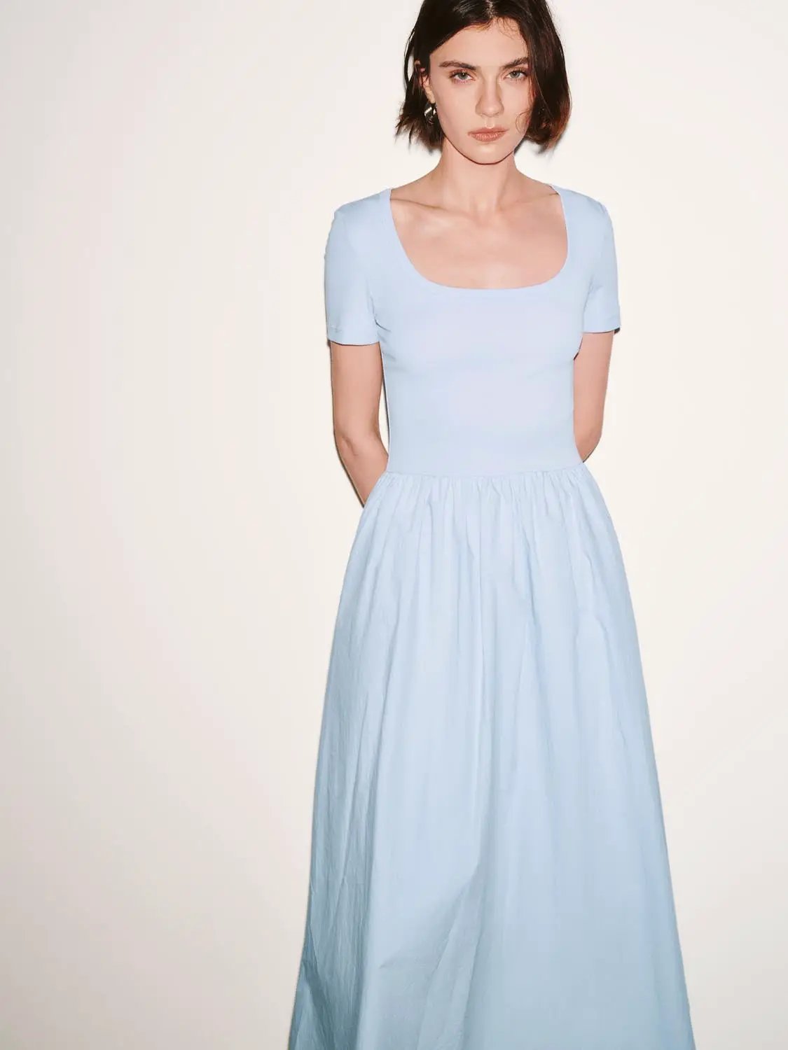 Square Neck A-Line Midi Dresses by Urban Revivo Fashion