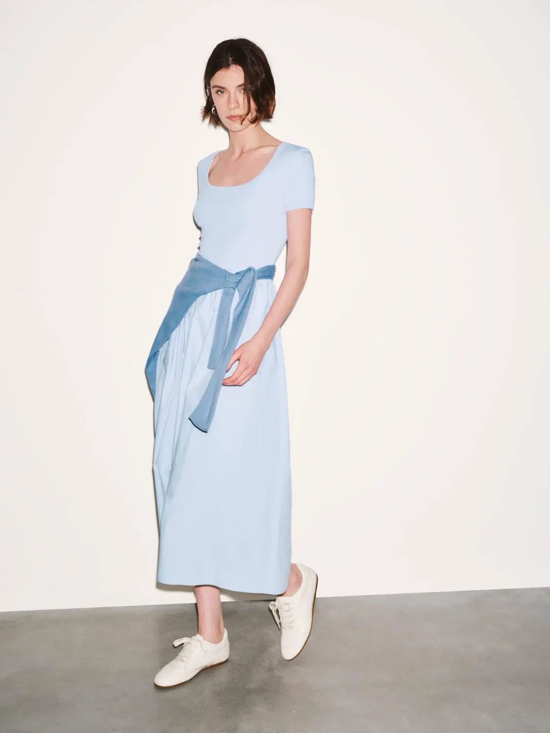 Square Neck A-Line Midi Dresses by Urban Revivo Fashion
