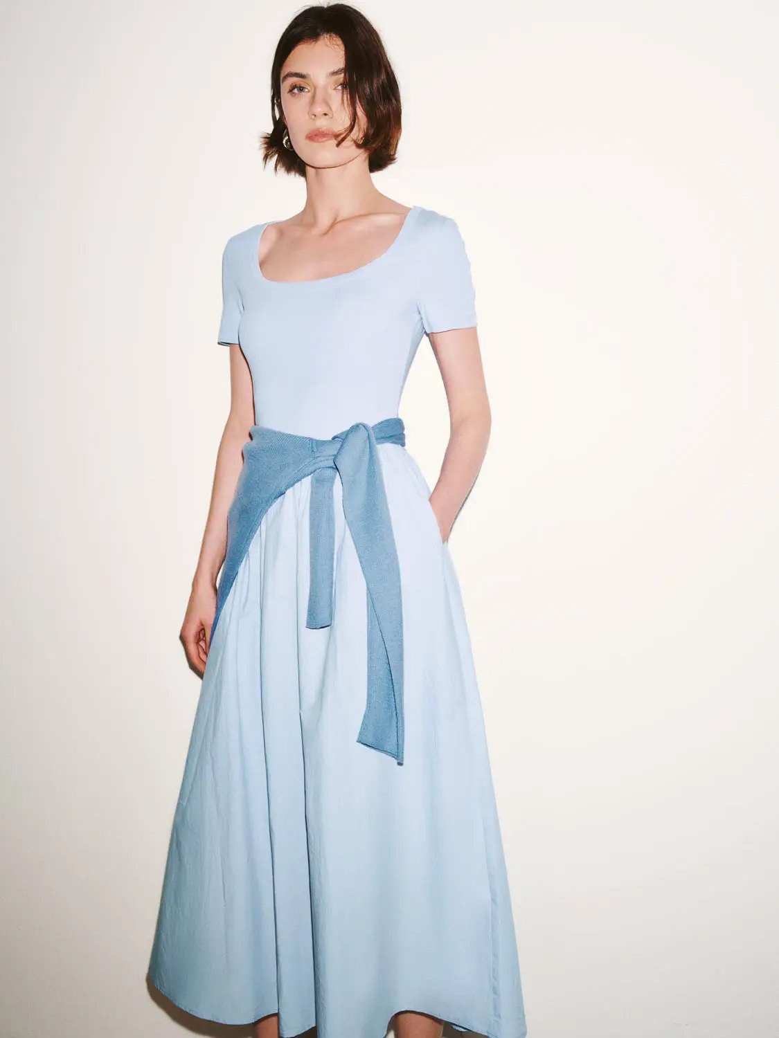Square Neck A-Line Midi Dresses by Urban Revivo Fashion