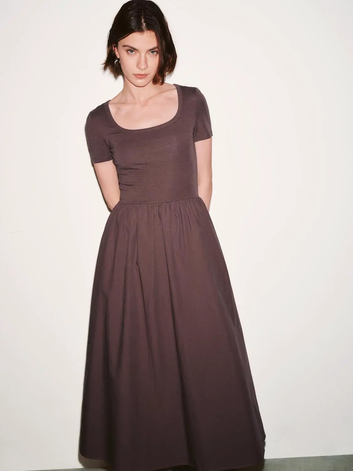 Square Neck A-Line Midi Dresses by Urban Revivo Fashion