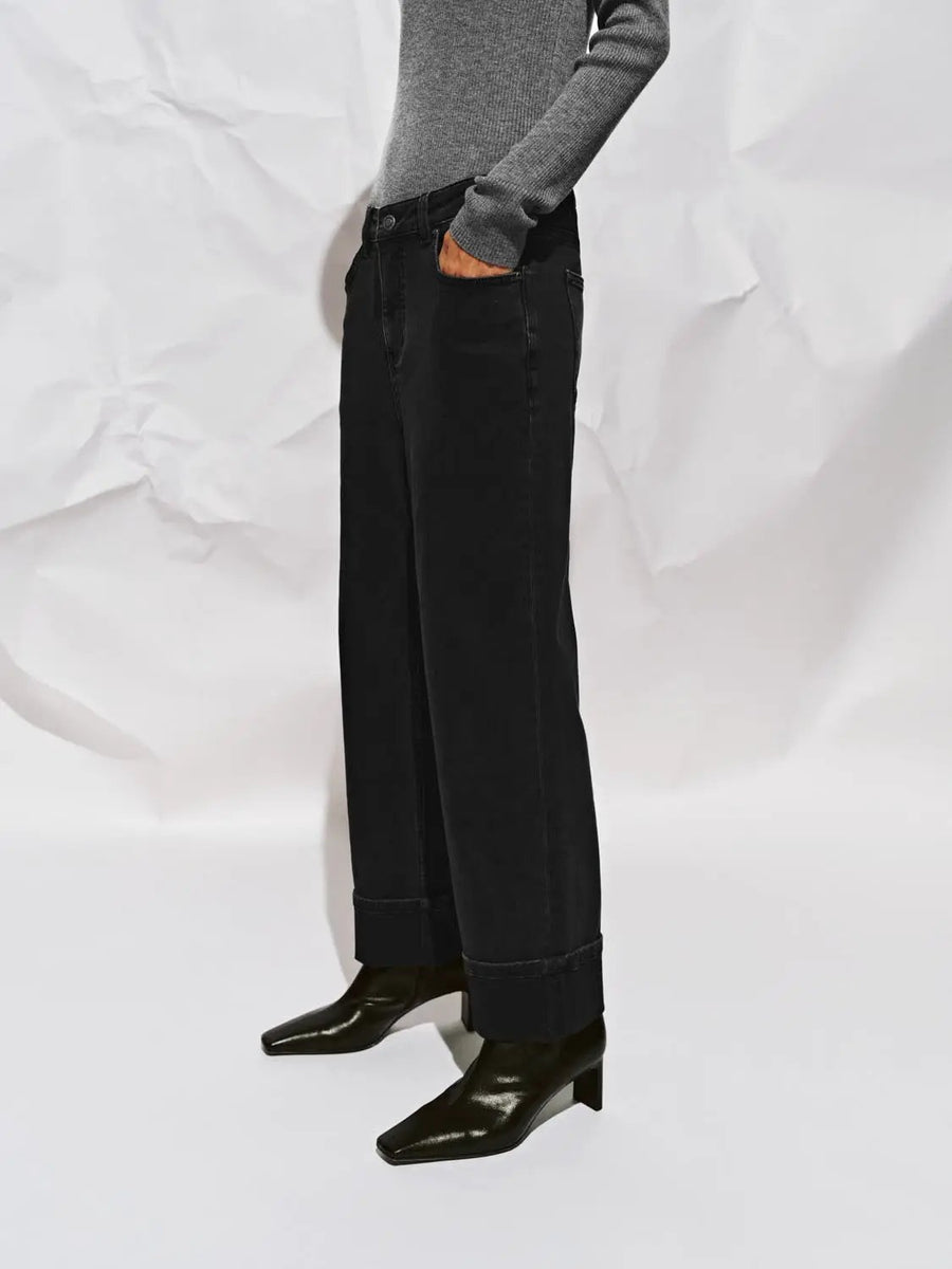 THE SET Confezione Da 2 Jeans A Gamba Larga Per Donna – Morbidi, Con Risvolto, Perfetti Per Look Casual E Versatili