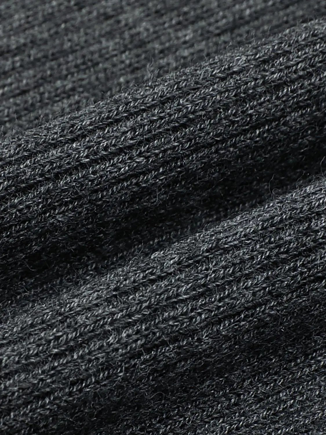 Slim Ribbed Button Front Long Sleeve T‑Shirt in dark charcoal knit by Urban Revivo Fashion