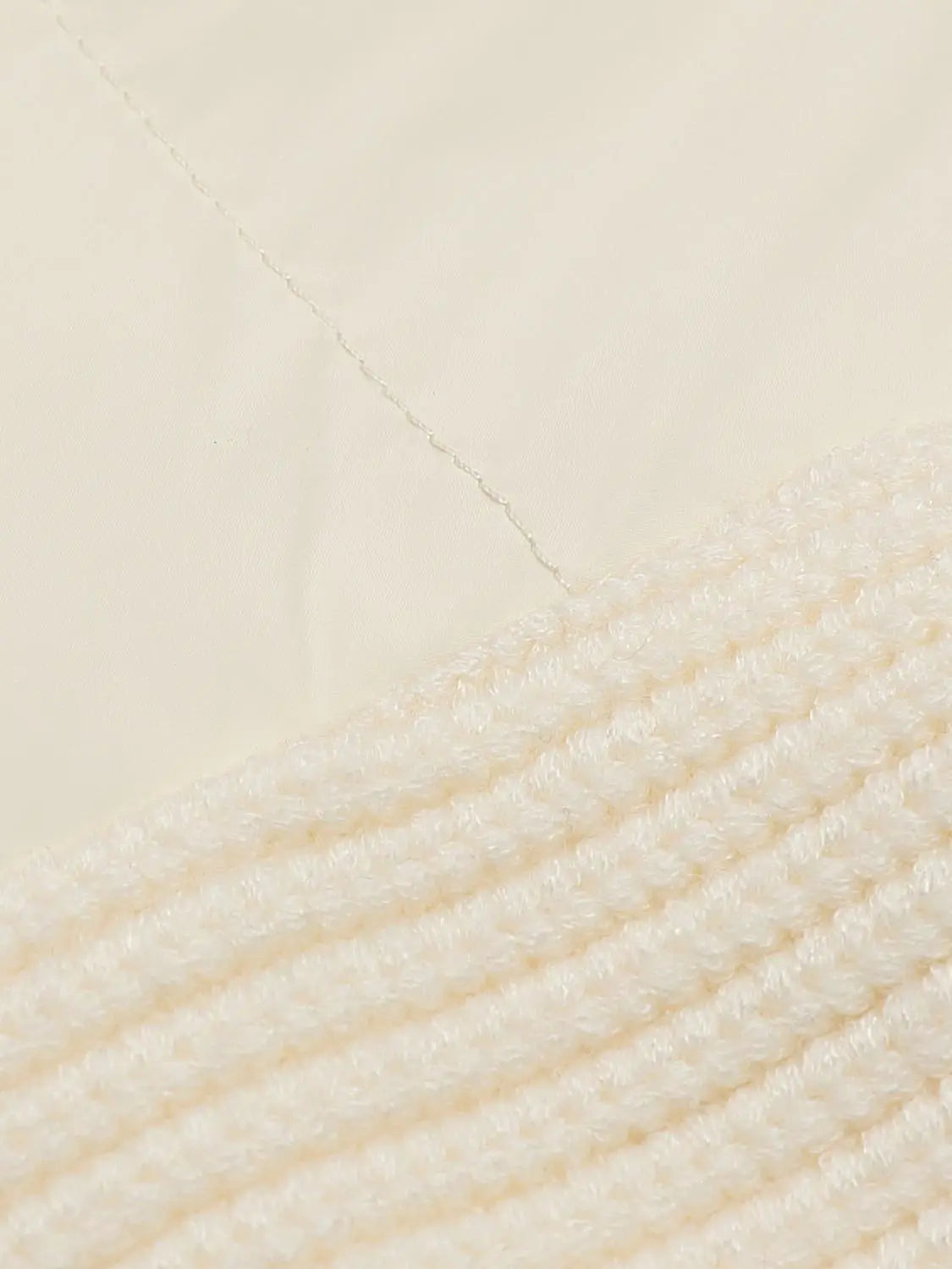 Padded Jacket ivory with cream ribbed knit cuff detail Urban Revivo Fashion