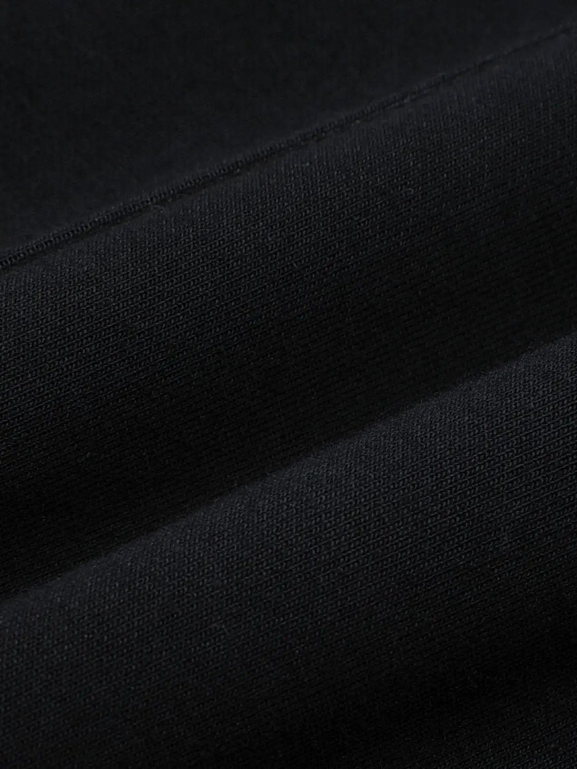 Asymmetrical Zip Hooded Long Sleeve Cotton-Blend Hoodie fabric close-up in black