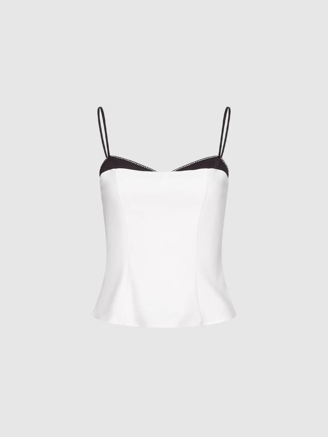 Camisole by Urban Revivo Fashion; white bodice with black beaded trim and adjustable thin straps