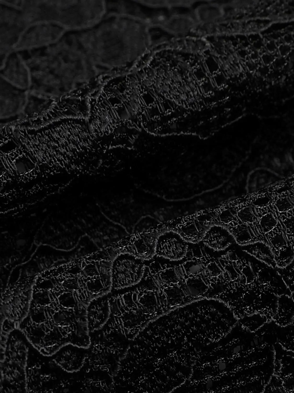T-Shirt lace fabric in black with intricate floral pattern