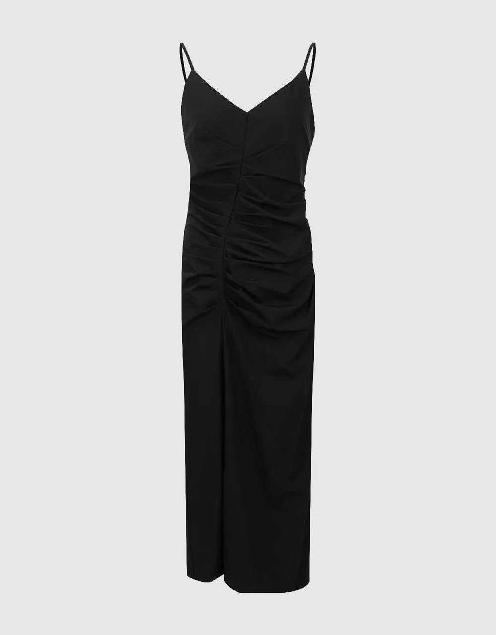 Ruched V-Neck A-Line Cami Dress by Urban Revivo Fashion