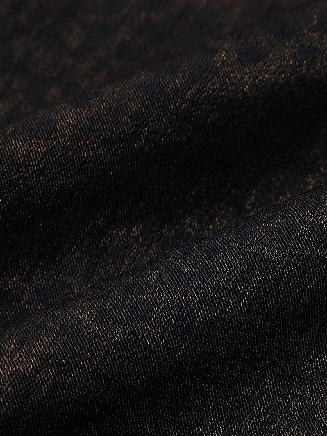 Sleeveless cowl-neck textured mini dress fabric close-up in black with metallic specks, Urban Revivo.