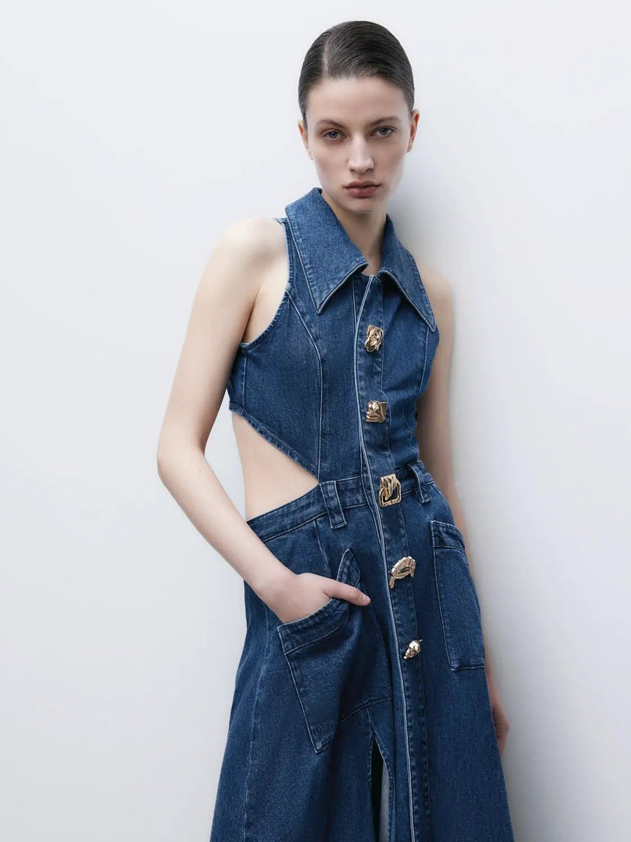 urban revivo denim dress Urban Revivo Denim Cami Mini Dress In Blue
