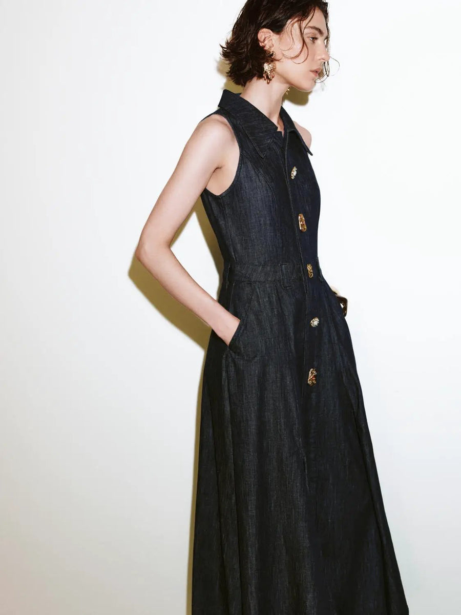 urban revivo denim dress Amazon.com: URBAN REVIVO Women's Summer Denim Dress Halter Neck Backless  Midi A-Line Dresses with Adjustable Waist Tie Blue, XX-Large : Clothing,  Shoes & Jewelry