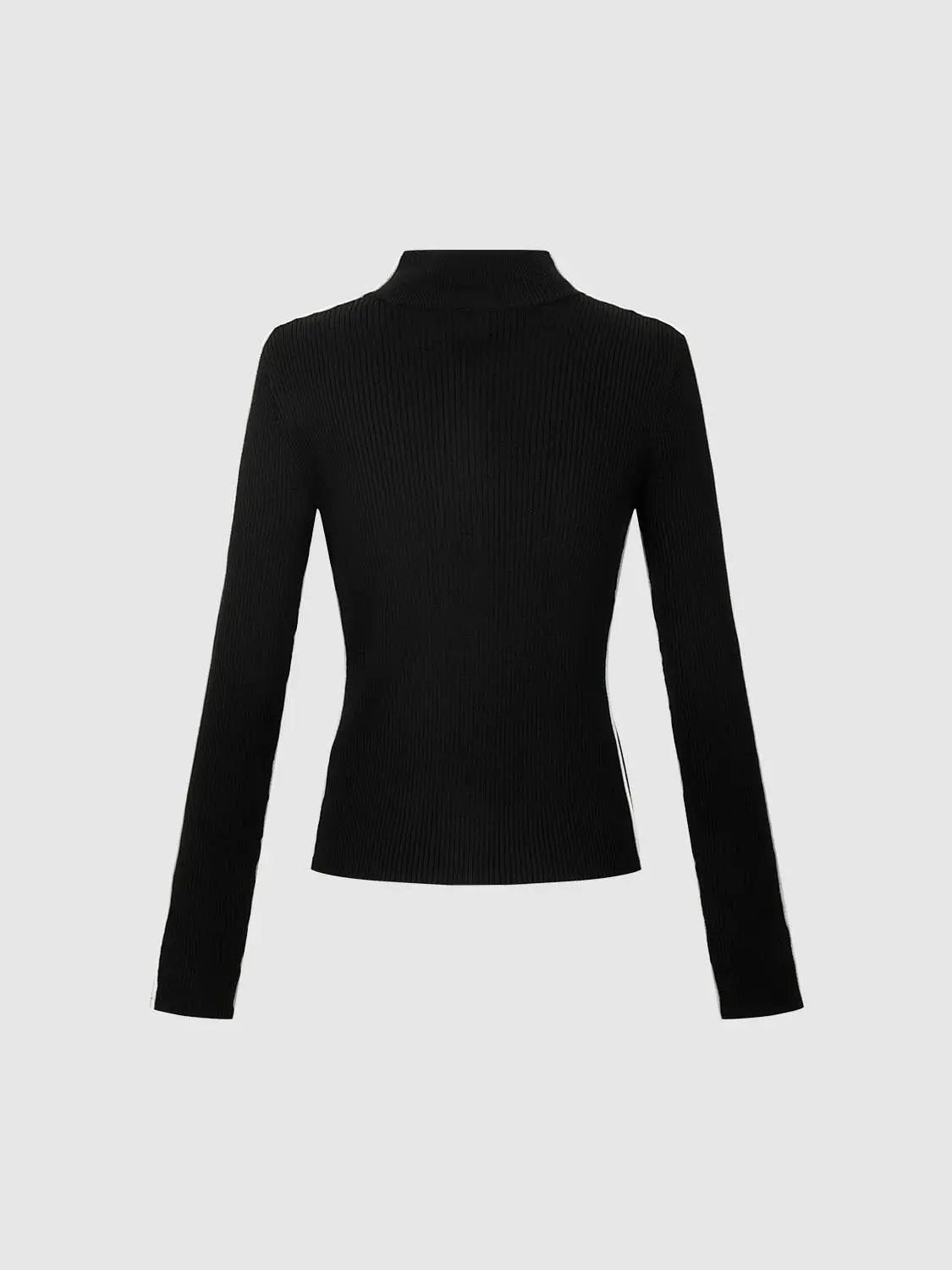 Contrast Full-Zip Knitted Cardigan in black with ribbed knit texture.