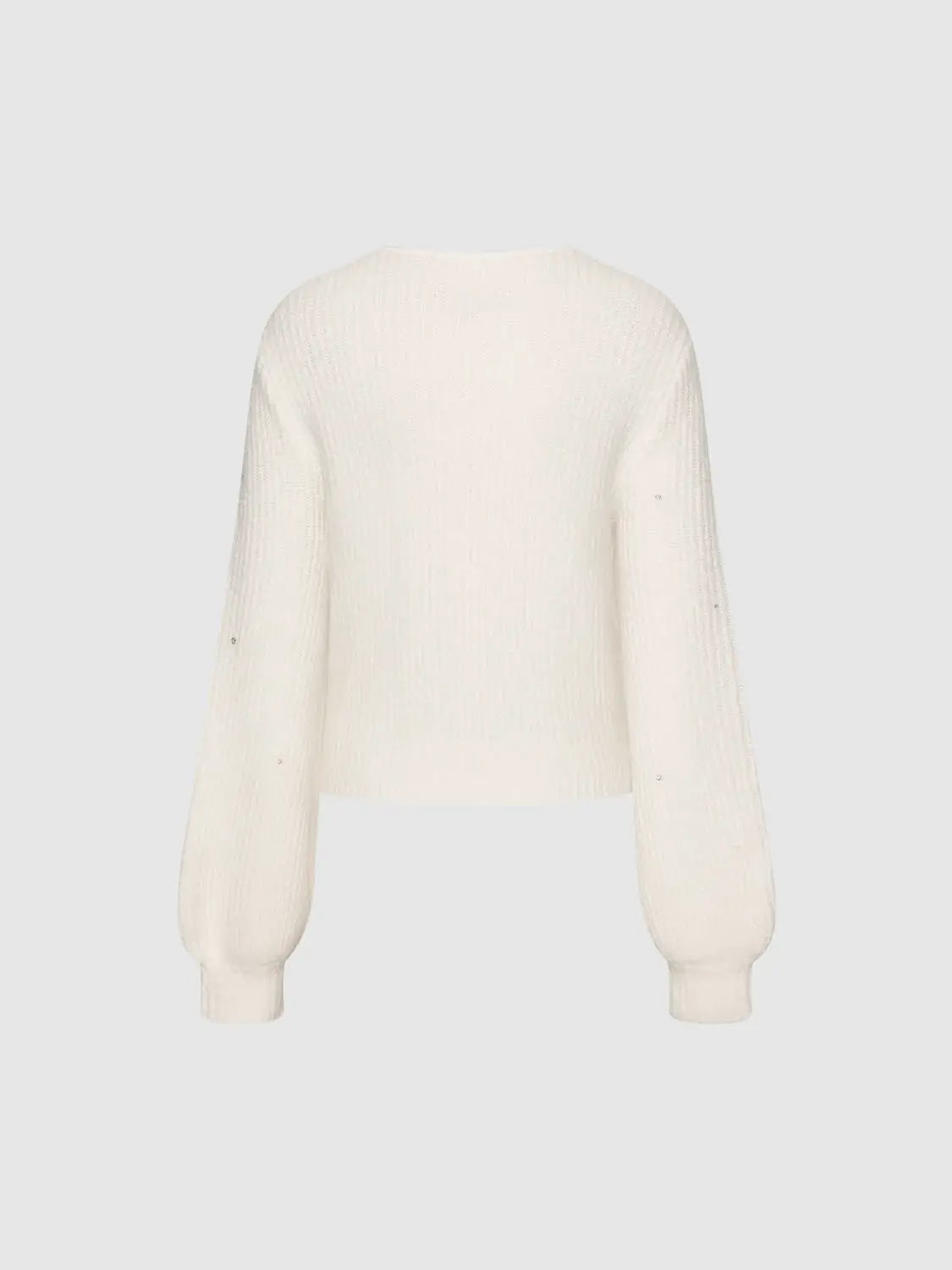 Knit T-Shirt white knitted sweater by Urban Revivo Fashion with long sleeves.